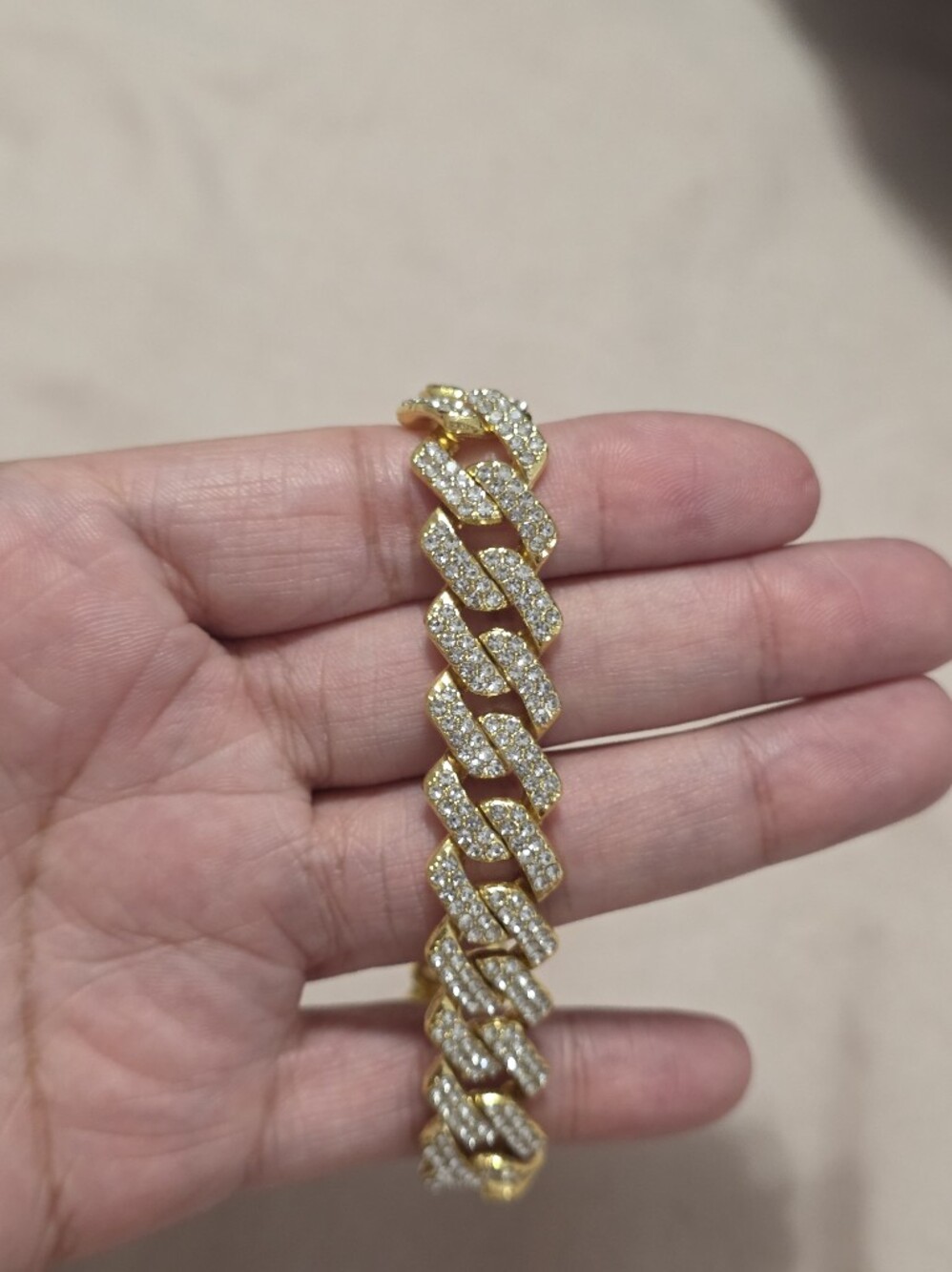 Gold-Tone Pavé Cuban Link Bracelet